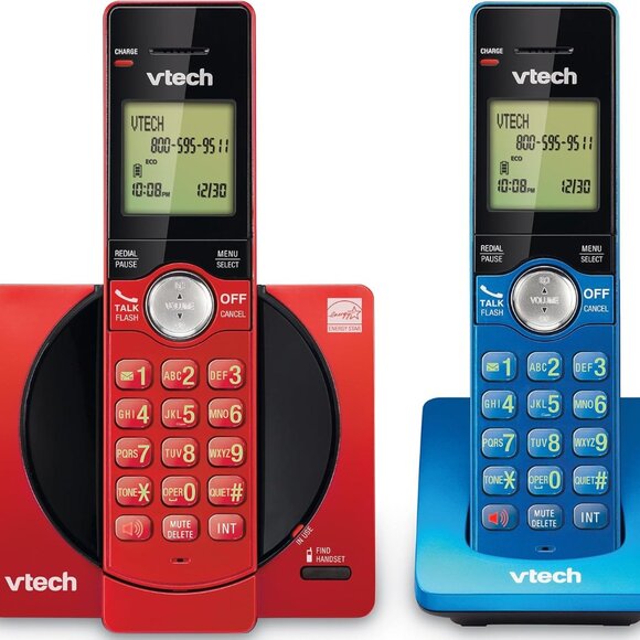 VTech 2-Handset Cordless Phone System – Red/Blue (New in Box) - Picture 1 of 3